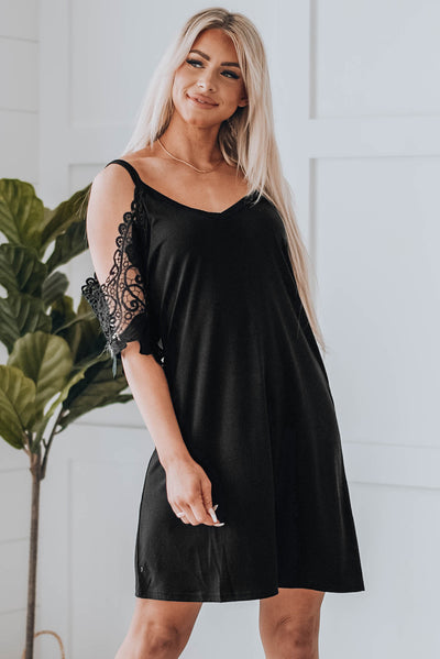 Black Cold Shoulder Mini Dress