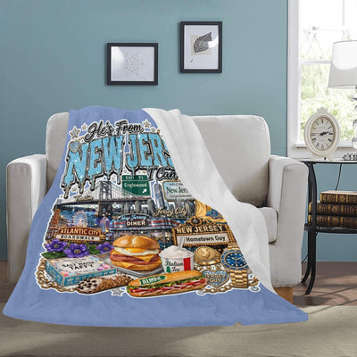 Cornflower Blue He's From New Jersey Fleece Blanket 60x80