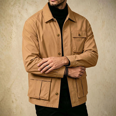 Cross-border Foreign Trade Wholesale Autumn New Men's Jacket Large Size Lapel Multi-pocket Trend All-match Work Coat Men