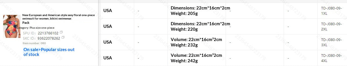 Shipping label with USA, dimensions, volume, and weight details