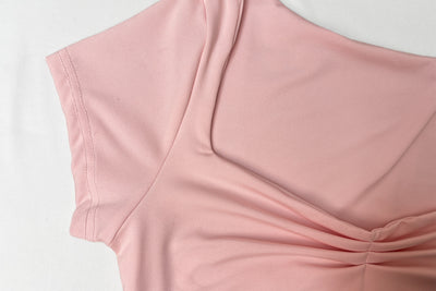 Short Sleeve Bodysuit - Gathered Front and Shaped Neckline