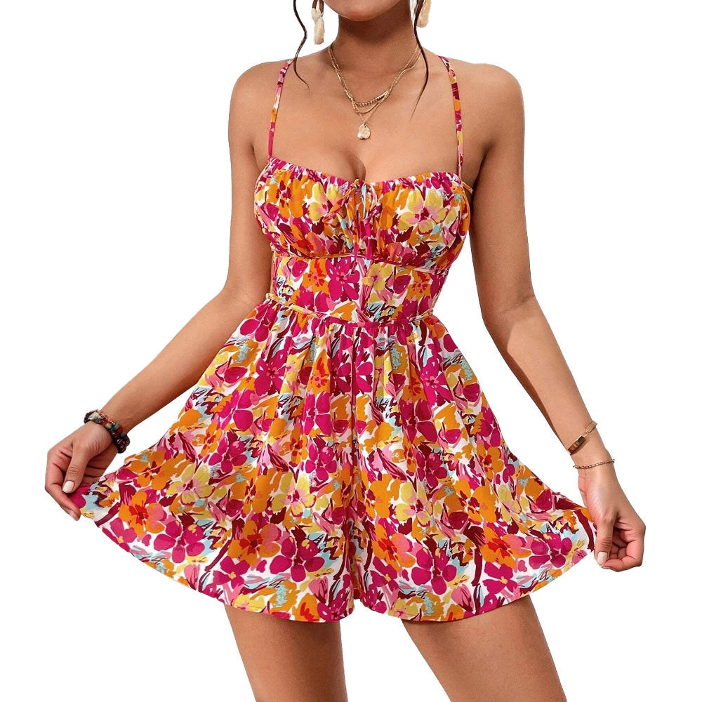 Summer Sweetheart Neck Mini Dress - Strap-Up Back