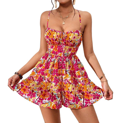 Summer Sweetheart Neck Mini Dress - Strap-Up Back