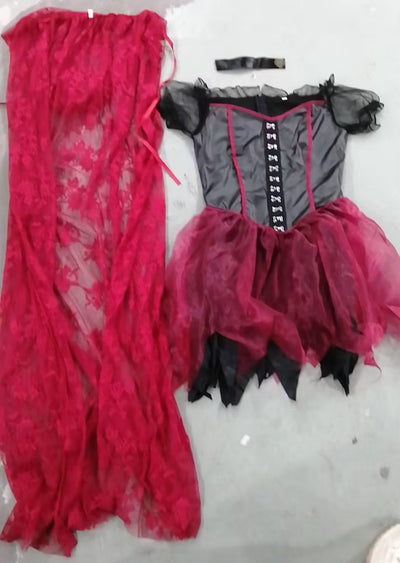 Halloween Red Riding Hood Costume - Patent Corset Dress with Lace Cape