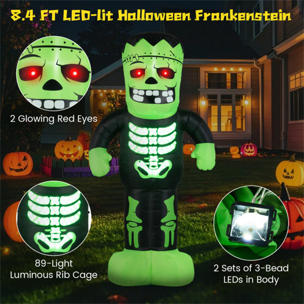 8.4ft Halloween Inflatable Frankenstein - LED Rib Cage Red Eyes