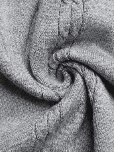 Cable-Knit Sweater Dress - Bow-Trimmed Keyhole Neckline