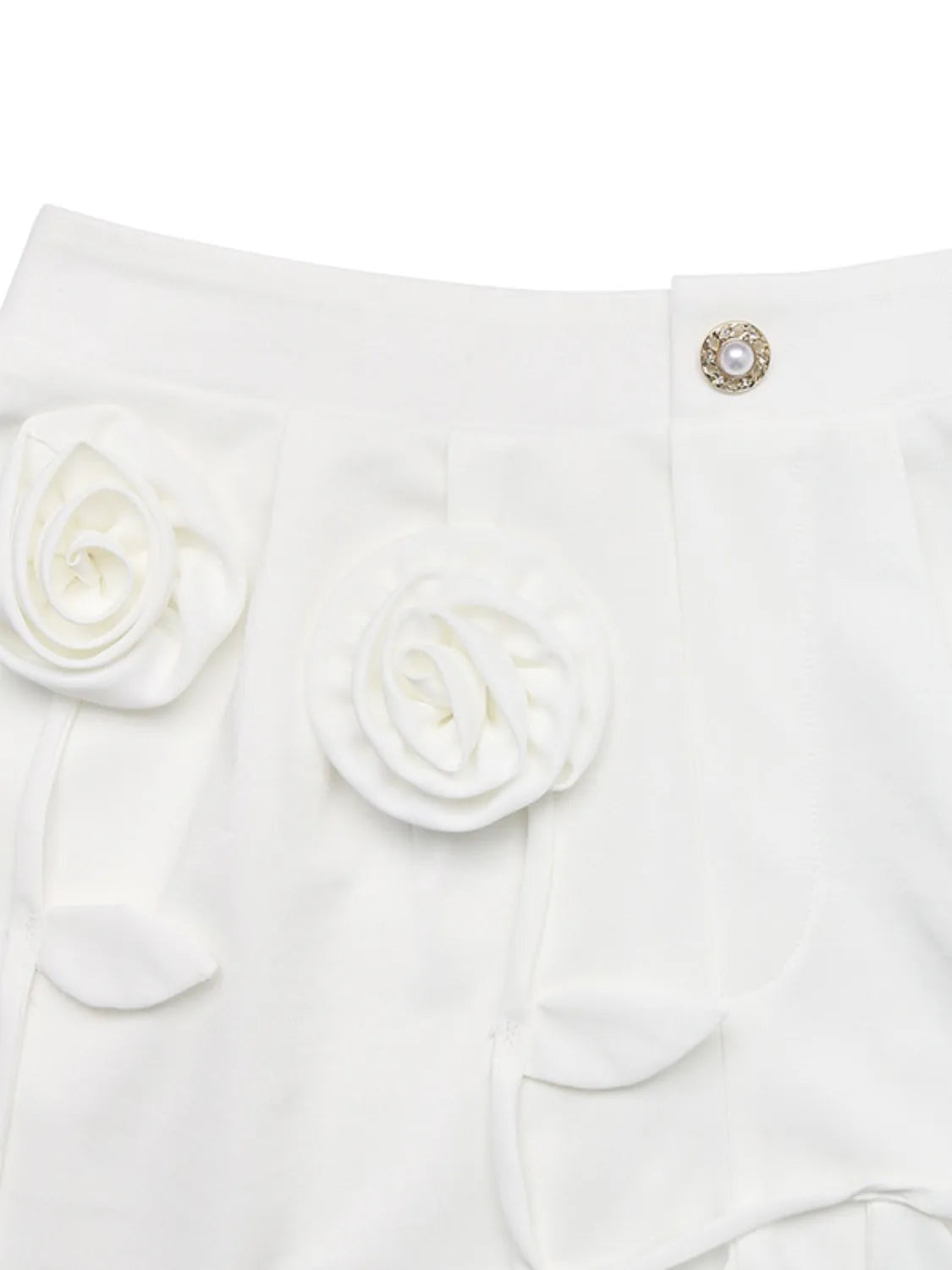 3D Flower Applique High-Waisted Shorts - Fashions Envy