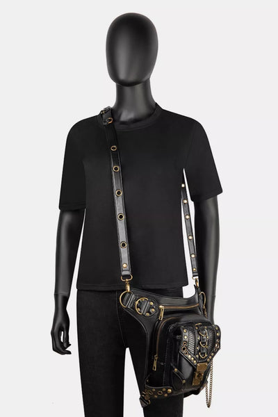 Steampunk Rivet Decor Multipurpose Crossbody Bag - Fashions Envy