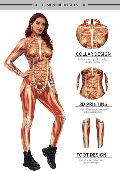 Anatomy Muscle Skeleton Jumpsuit - 3D Print Catsuit