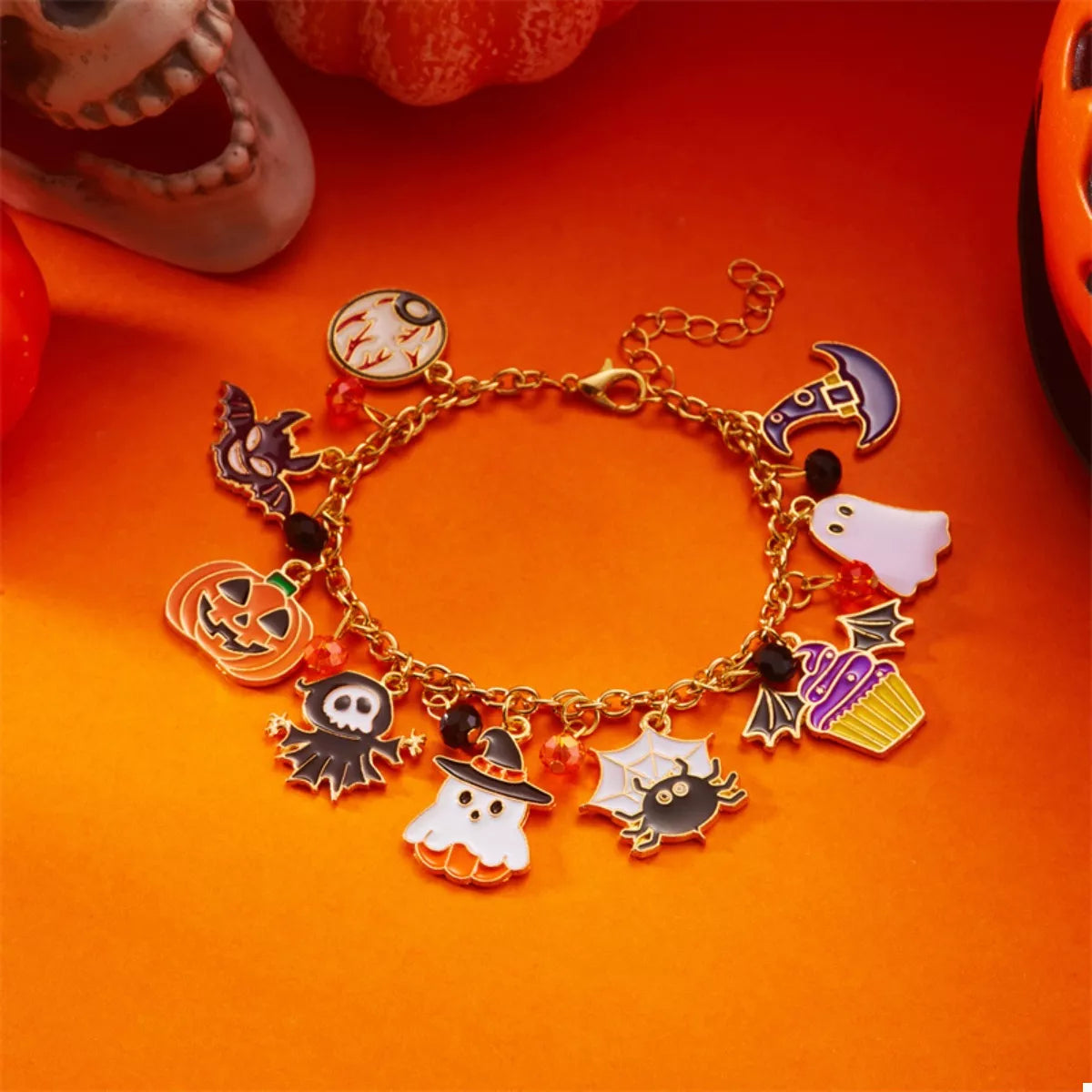 18K Gold-Plated Halloween Charm Bracelet - Fashions Envy