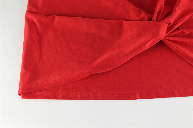 Red Bodycon Mini Dress - Sleeveless Square Neck