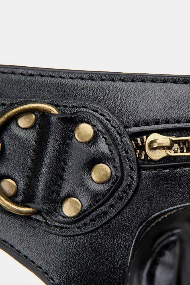 Steampunk Rivet Decor Multipurpose Crossbody Bag - Fashions Envy
