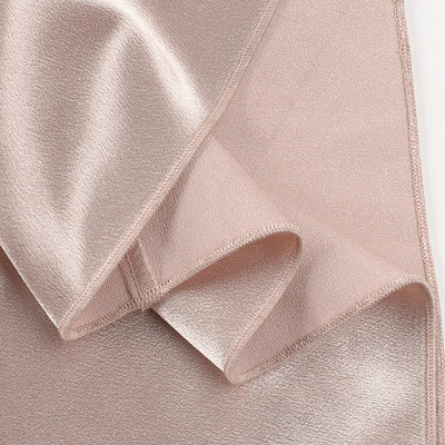 Champagne Satin Halter Maxi Dress - Cutout Waist Ruched Slit Mermaid Gown