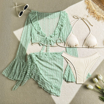 Summer Four-Piece Bikini Set - Cute Beach Swimsuit