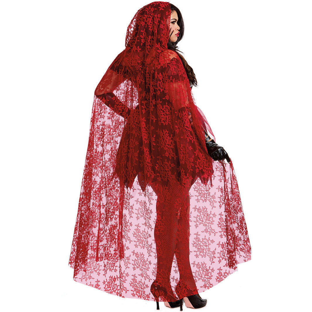 Halloween Red Riding Hood Costume - Patent Corset Dress with Lace Cape