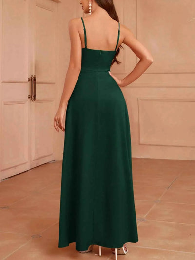 Spaghetti Strap Maxi Dress - Slit Leg Gown