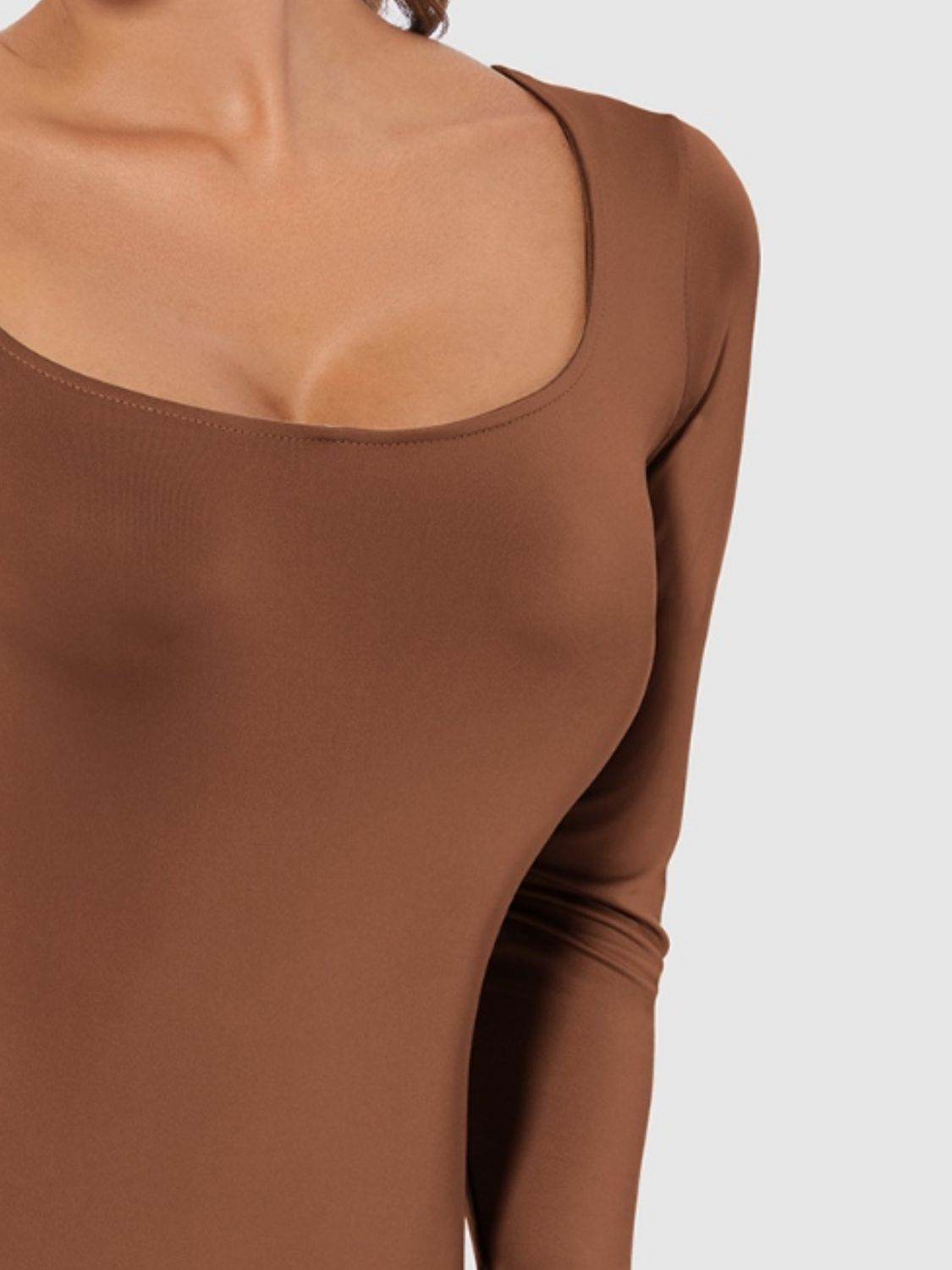 Full Size Scoop Neck Long Sleeve Bodysuit - Fashions Envy