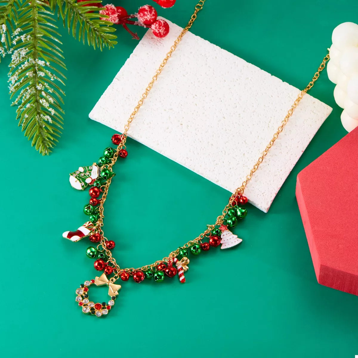 18K Gold-Plated Christmas Charm Necklace - Fashions Envy