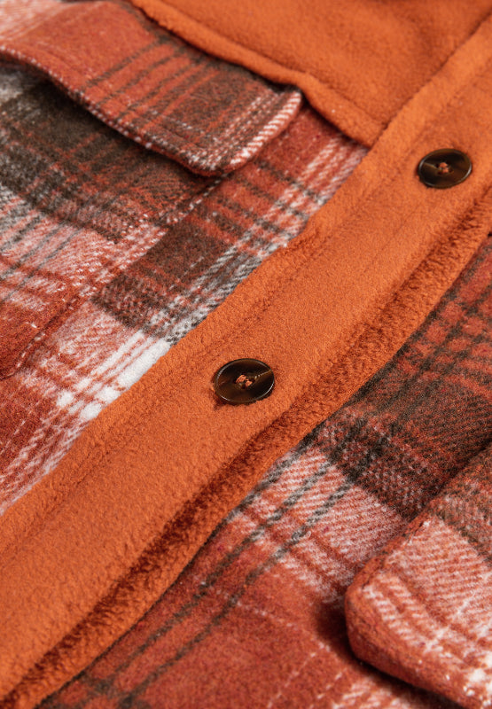 Plaid Long Sleeve Jacket - Unlined Button Up Coat