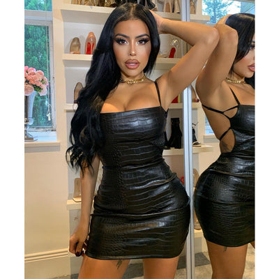 Backless Bodycon Mini Dress - Halter Party Style - Fashions Envy