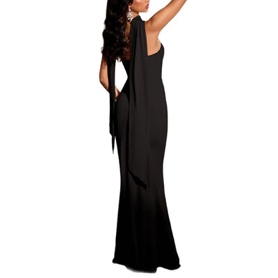 Strapless Ribbon-Trimmed Formal Gown - Fitted Sheath Dress