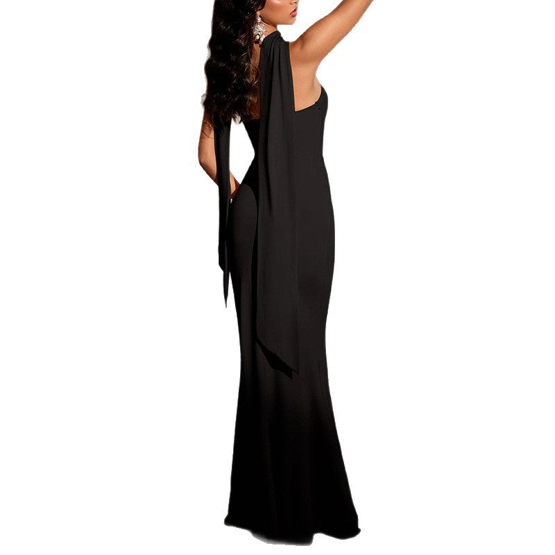 Strapless Ribbon-Trimmed Formal Gown - Fitted Sheath Dress