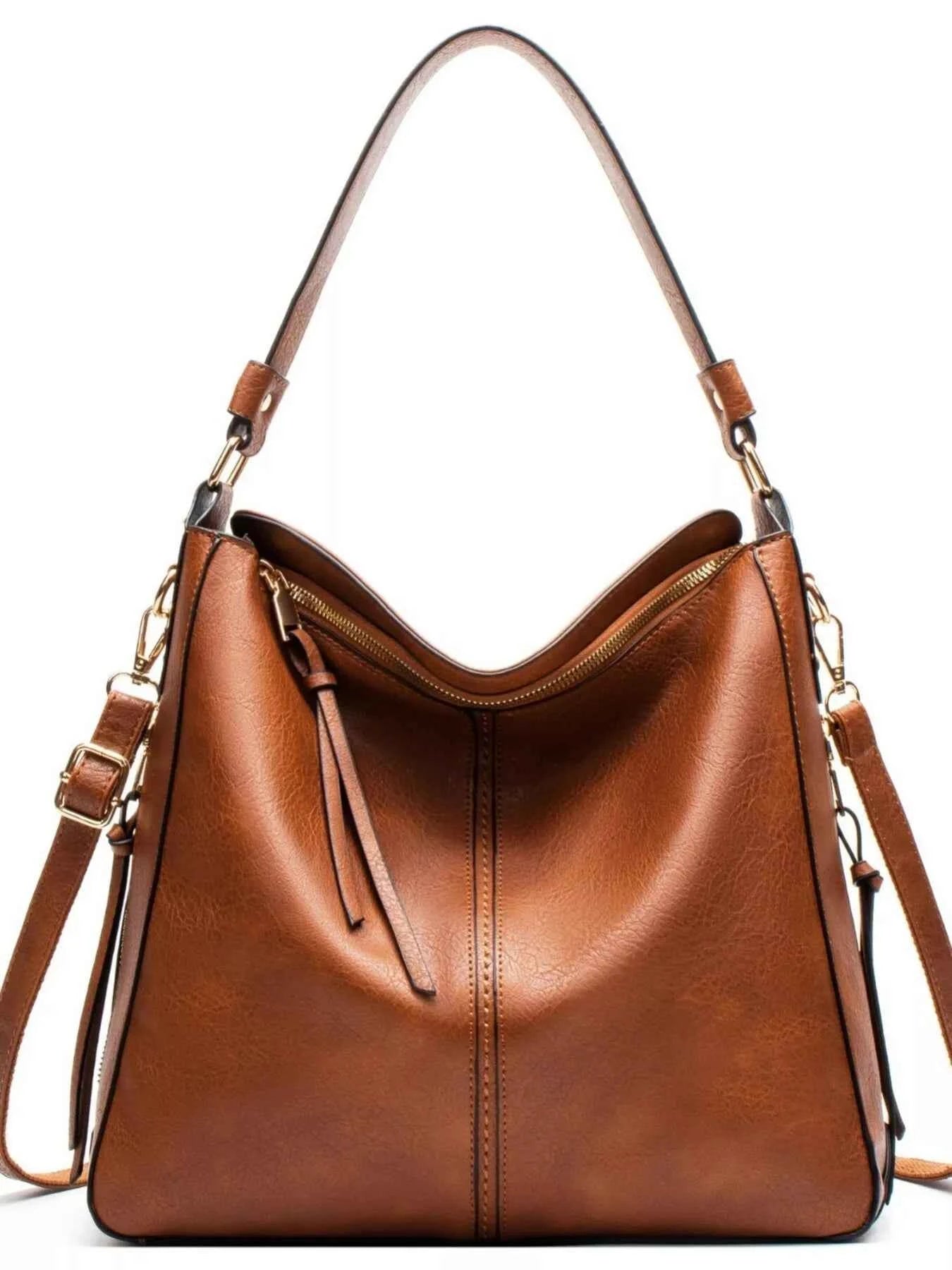 Leather Tote Bag - Medium Classic Handbag - Fashions Envy