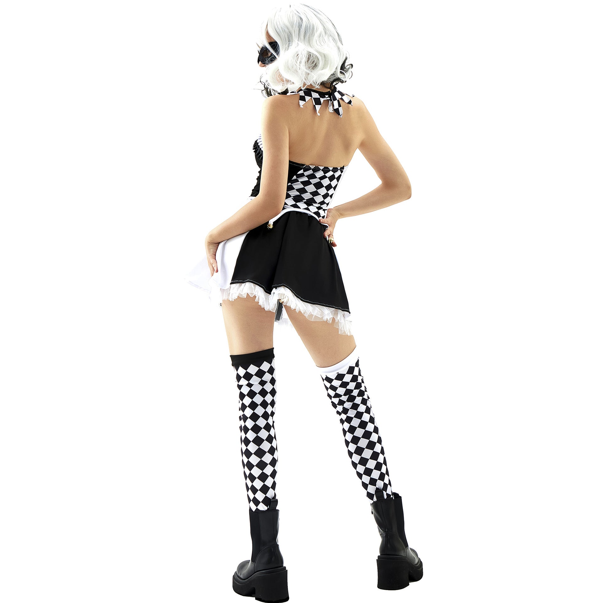 Harlequin Jester Costume Set - Diamond Corset with Bells