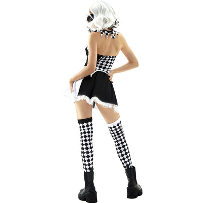 Harlequin Jester Costume Set - Diamond Corset with Bells