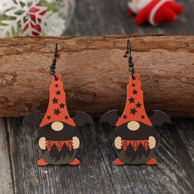 Wooden Point Hat Gnome Shape Earrings - Fashions Envy