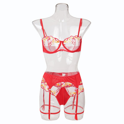 Sexy Embroidered Bra Set, Underwear, garter Belt, Sexy Underwear