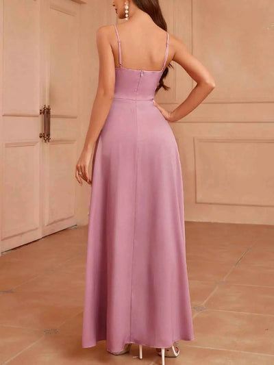 Spaghetti Strap Maxi Dress - Slit Leg Gown