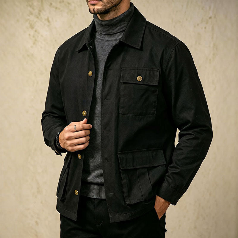 Cross-border Foreign Trade Wholesale Autumn New Men's Jacket Large Size Lapel Multi-pocket Trend All-match Work Coat Men