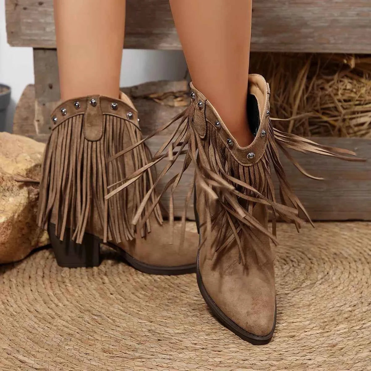 Fringed Point Toe Boots
