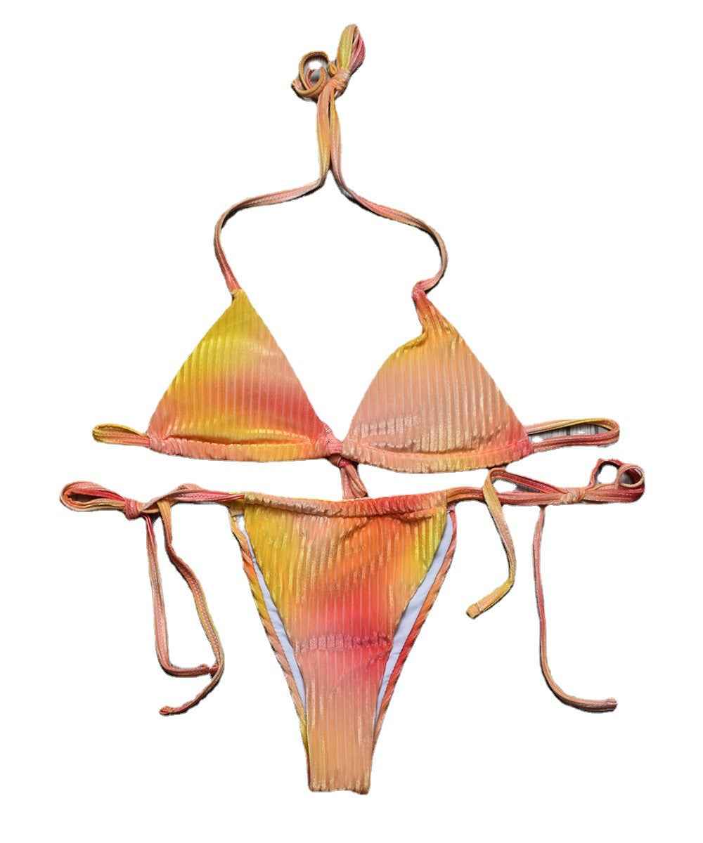 Gradient Bikini Set - Triangle Tie Top Side Tie