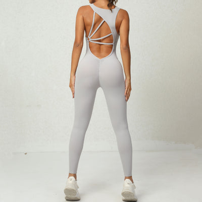 Yoga Jumpsuit - V-Back Sleeveless Fitness Activewear
