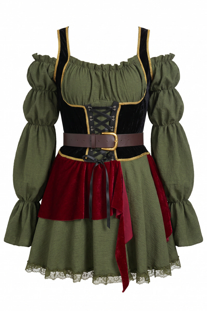 Halloween Pirate Costume Dress - Lace-Up Bodice and Belt
