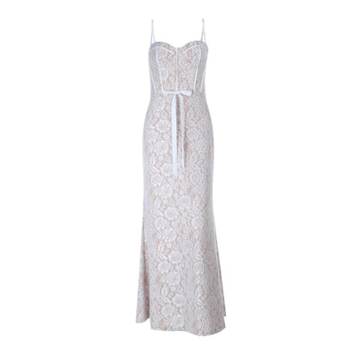 Sweetheart Lace Spaghetti Strap Long Silhouette Maxi Dress