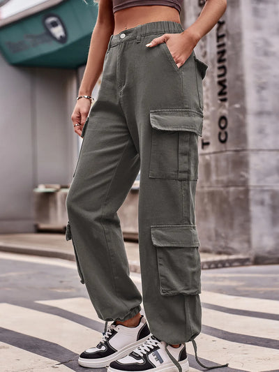 Casual Wide Leg Cargo Jeans - Relaxed Fit Denim - Fashions Envy
