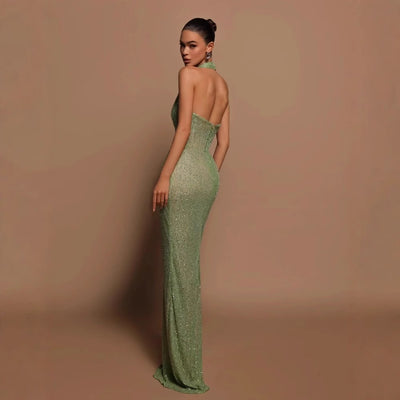 Sequined V-Neck Prom Dress - Sparkle Bodycon Gown