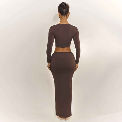 Sexy Elegant Hollow-Out Waist Long Sleeve Bodycon Dress