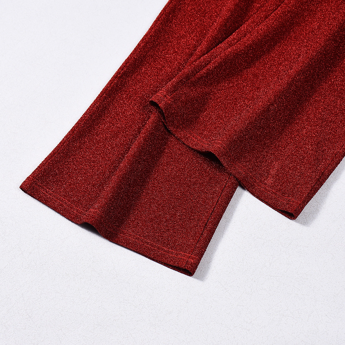 Red Halter Tie Backless Jumpsuit - Deep V Keyhole Wide Leg Flare