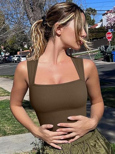 Sculpted Fit Bodysuit - Square Neck Yoga Activewear