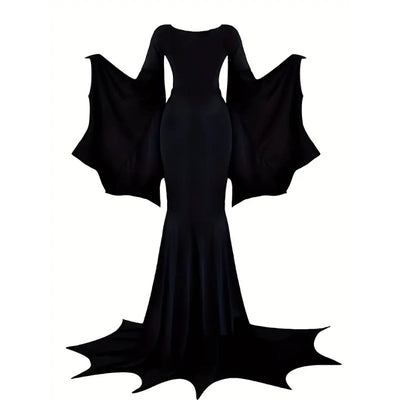Women's Gothic Witch Bat Sleeve Dress - Halloween Cosplay Costume
