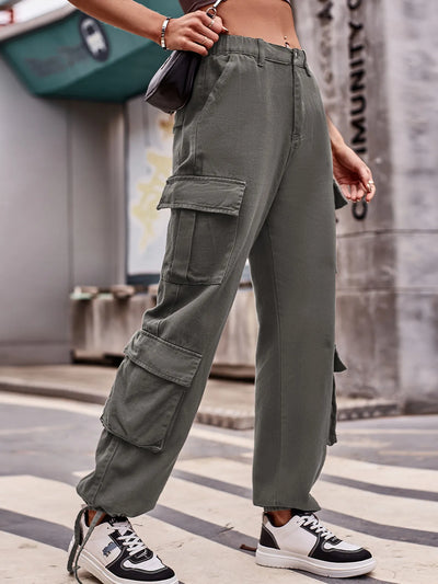 Casual Wide Leg Cargo Jeans - Relaxed Fit Denim - Fashions Envy