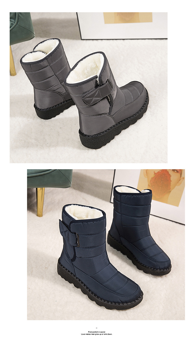 Quilted ankle boots in dark grey with plush lining and strap detail