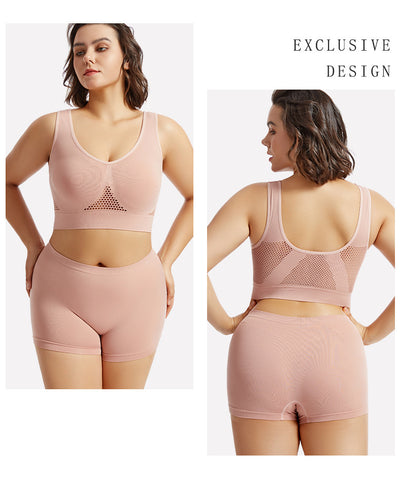 Plus Size Lingerie for Women - Seamless Sports Bra Set