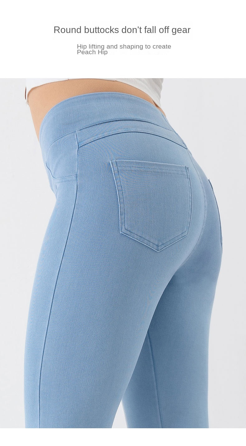 Denim Look Capri Jeggings - Slim Fit Stretch Tummy Control Legging