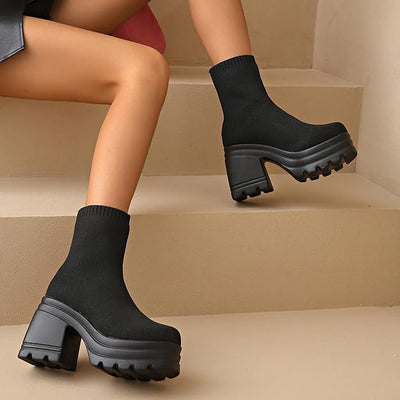 Black High Heel Boots - Faux Leather or Suede
