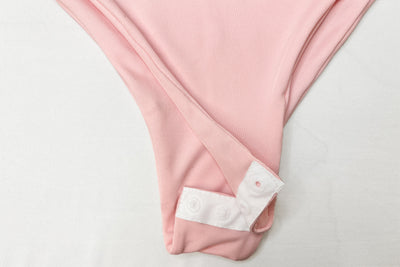 Short Sleeve Bodysuit - Gathered Front and Shaped Neckline